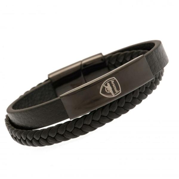 Jewellery & Watches | Arsenal FC Black IP Leather Bracelet Jewellery & Watches Jewellery & Watches