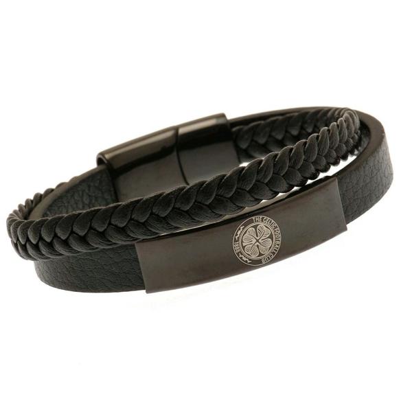 Jewellery & Watches | Celtic FC Black IP Leather Bracelet Jewellery & Watches Jewellery & Watches