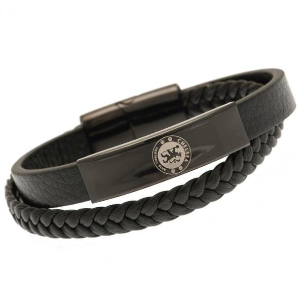 Jewellery & Watches | Chelsea FC Black IP Leather Bracelet Jewellery & Watches Jewellery & Watches