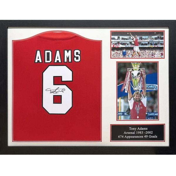 Signed Memorabilia | Arsenal FC Tony Adams Retro Signed Shirt (Framed) Signed Memorabilia Signed Memorabilia