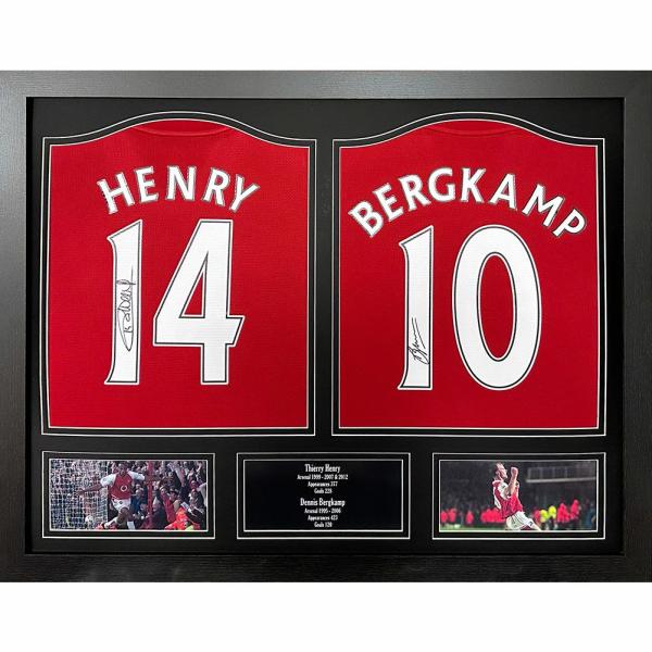 Signed Memorabilia | Authentic Arsenal FC Bergkamp & Henry Dual-Signed Shirts Signed Memorabilia Signed Memorabilia