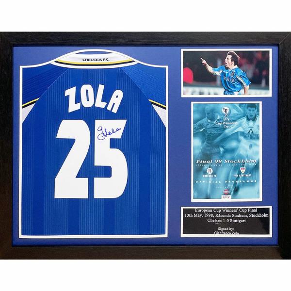 Signed Memorabilia | Authentic Chelsea FC 1998 Zola Signed Shirt Framed Signed Memorabilia Signed Memorabilia