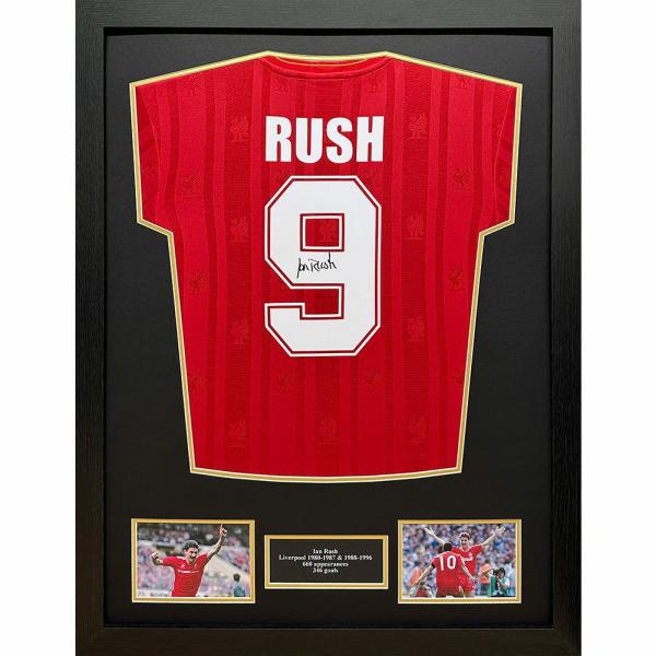 Signed Memorabilia | Authentic Liverpool FC 1986 Rush Signed Shirt Framed Signed Memorabilia Signed Memorabilia