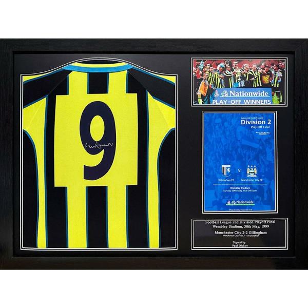 Signed Memorabilia | Authentic Manchester City FC Dickov Signed Shirt Framed Signed Memorabilia Signed Memorabilia