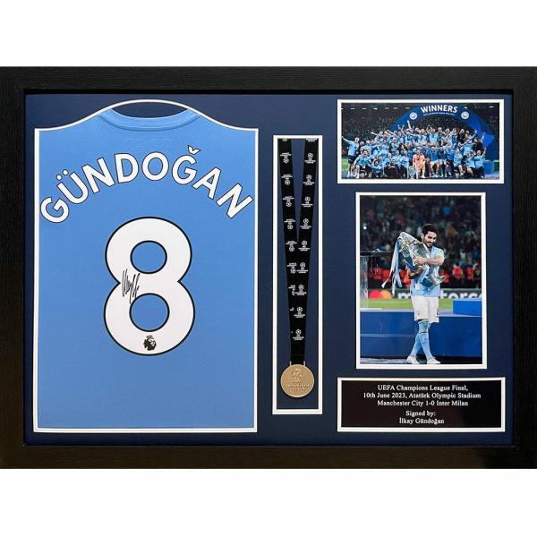 Signed Memorabilia | Authentic Manchester City FC Gundogan Signed Shirt & Medal Framed Signed Memorabilia Signed Memorabilia