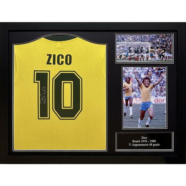 Signed Memorabilia | Brasil 1982 Zico Signed Shirt Framed Signed Memorabilia Signed Memorabilia