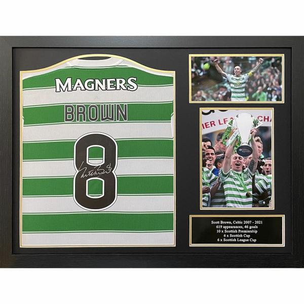 Signed Memorabilia | Celtic FC Brown Signed Shirt (Framed) Signed Memorabilia Signed Memorabilia