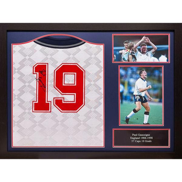 Signed Memorabilia | England FA 1990 Gascoigne Signed Shirt Framed Signed Memorabilia Signed Memorabilia