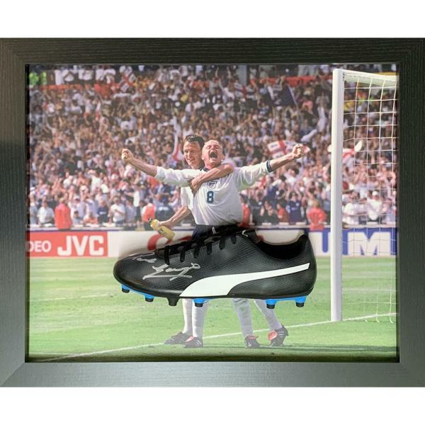 Signed Memorabilia | England FA Gascoigne Signed Boot (Framed) Signed Memorabilia Signed Memorabilia