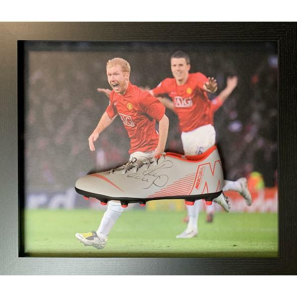 Signed Memorabilia | Manchester United FC Scholes Signed Boot (Framed) Signed Memorabilia Signed Memorabilia