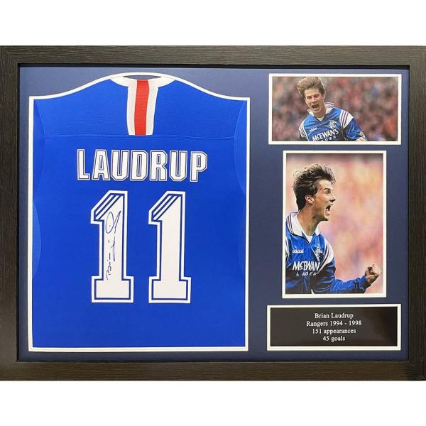 Signed Memorabilia | Rangers FC Brian Laudrup Signed Shirt (Framed) Signed Memorabilia Signed Memorabilia