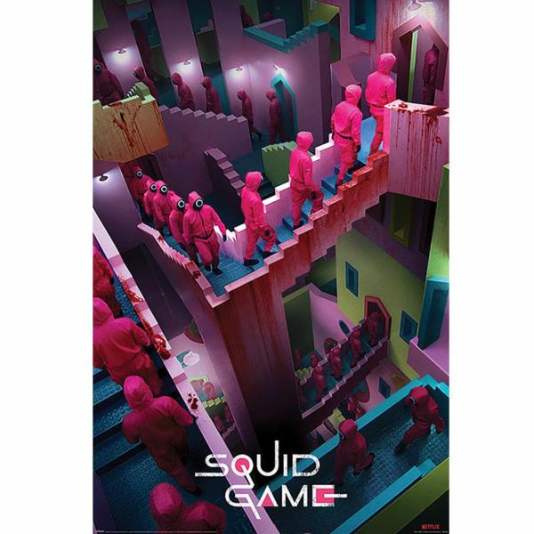 Wall Art | Squid Game Poster Crazy Stairs 104 Soccer Collection Wall Art